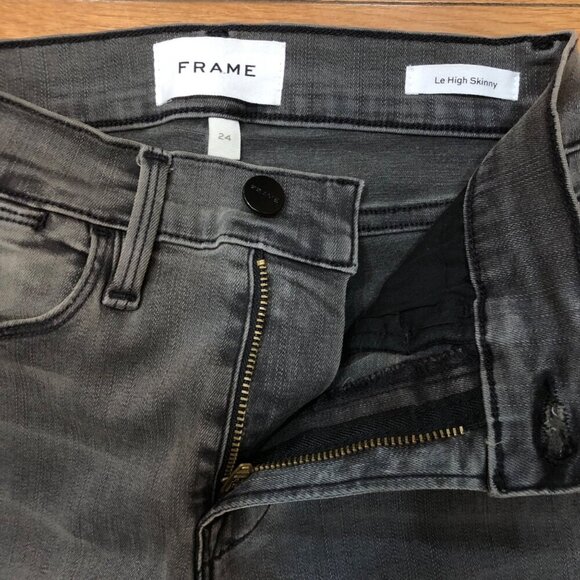 Frame Le High Skinny Black Jeans Size 24 - Picture 5 of 7